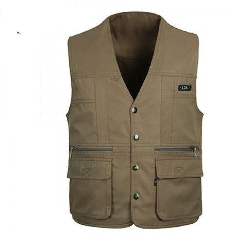 Spring And Autumn Middle-aged And Elderly Men's Vest Multi-pocket Waistcoat