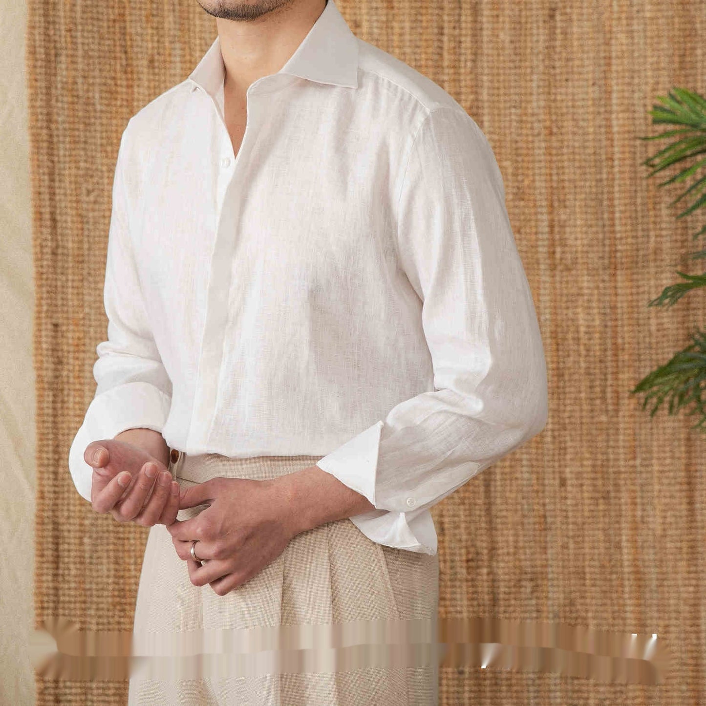 Linen All-matching Solid Color Long Sleeve Shirt