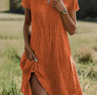 Women's Artistic Ethnic Style Scoop Mid-length Dress null