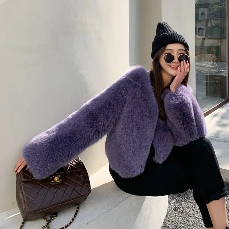 New Whole Skin Fox Fur Coat Female null