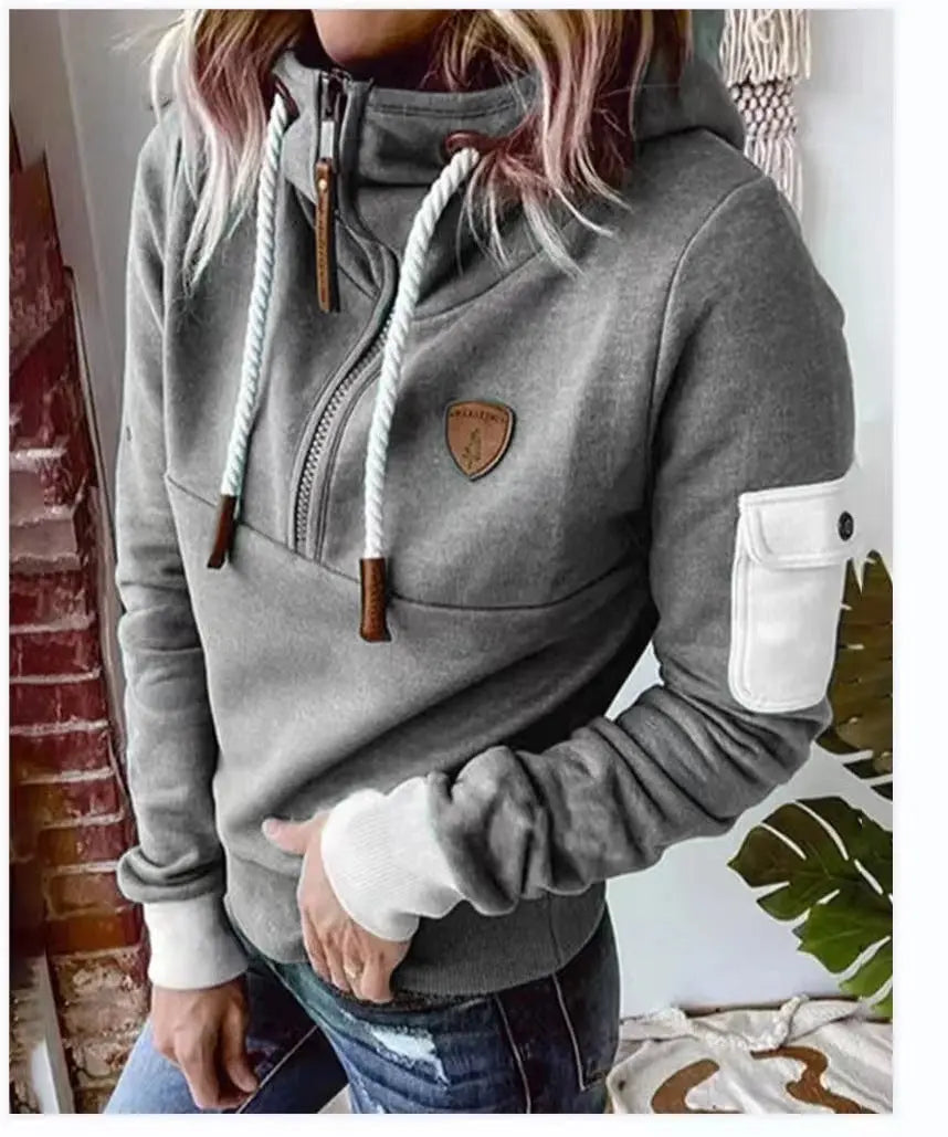 Half Zipper Patchwork Sweater Women Nipaaj