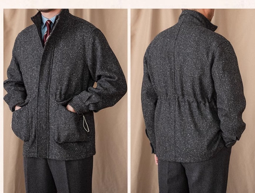 Wool Colored Dots Short Stand-up Collar Casual Jacket Retro
