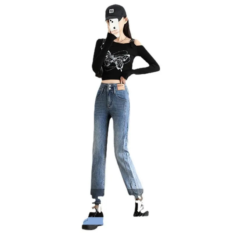 High Waist Slimming And Fashionable Design Popular Ankle-length Cigarette Pants Nipaaj