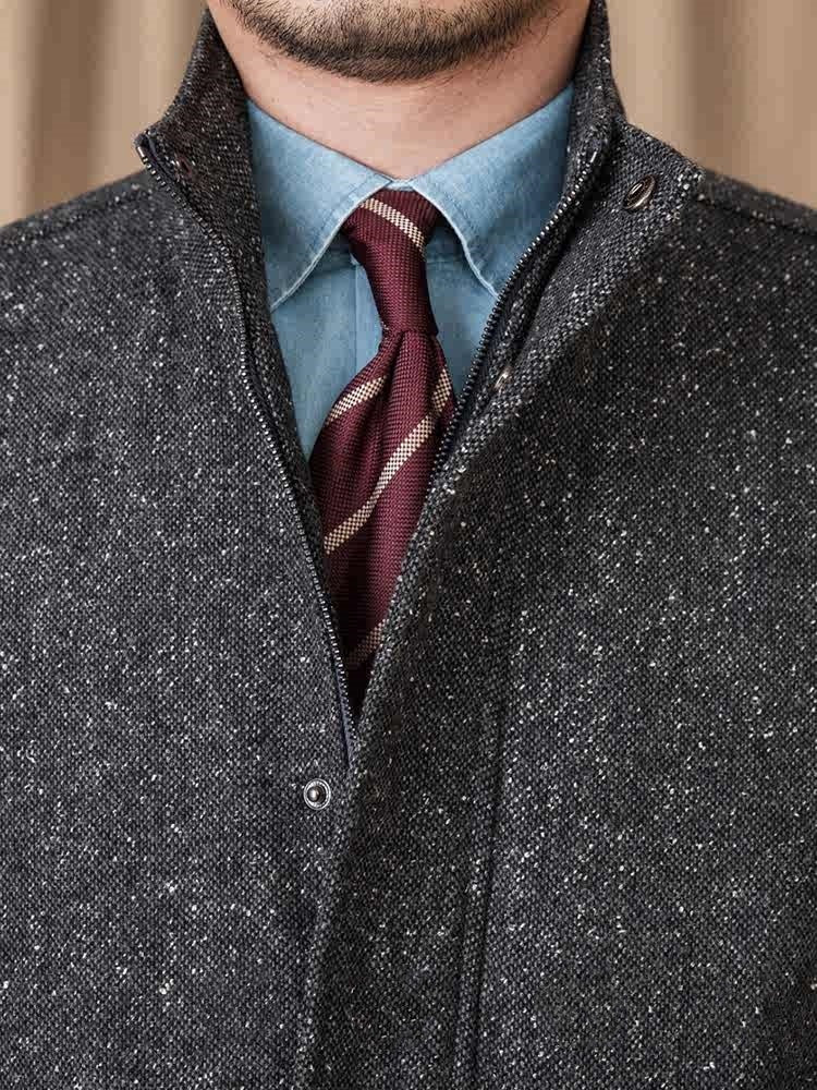 Wool Colored Dots Short Stand-up Collar Casual Jacket Retro