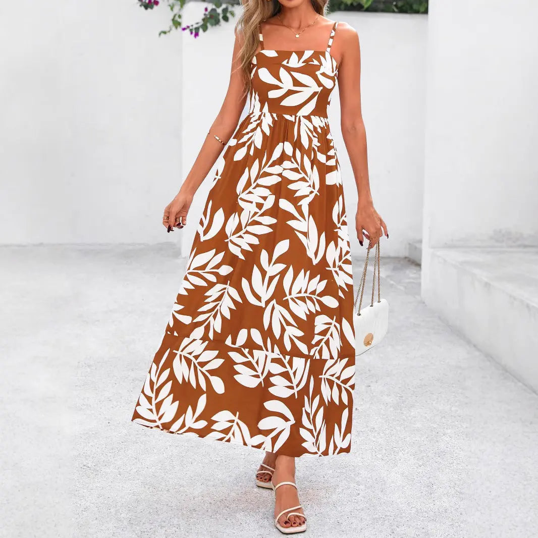 Fashion Lady Striped Spaghetti Straps Backless Dress null