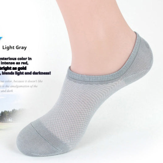 Summer Men's Bamboo Fiber Mesh Invisible Boat Socks